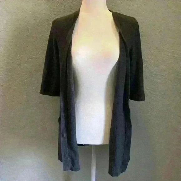 J.Jill Cardigan Cashmere Charcoal Grey Petite Small Academia Office Teacher - Picture 8 of 11